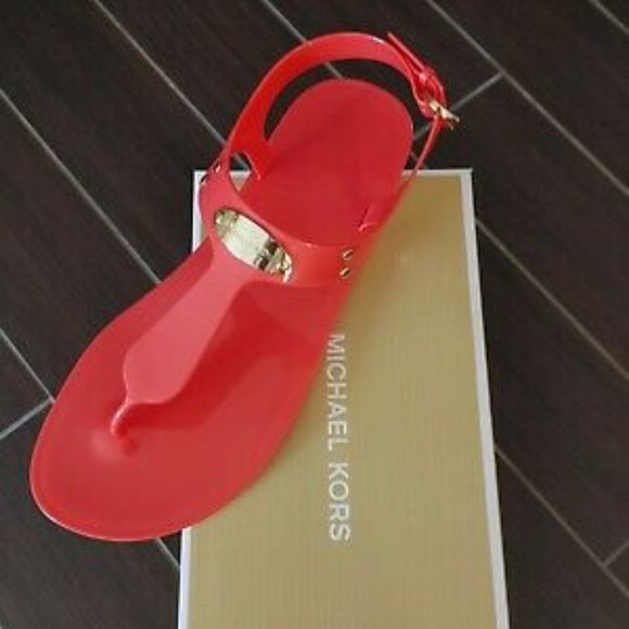 Michael Kors Shoes - NEW MICHAEL KORS JELLY Plate Thong Sandal MK logo Coral Reef